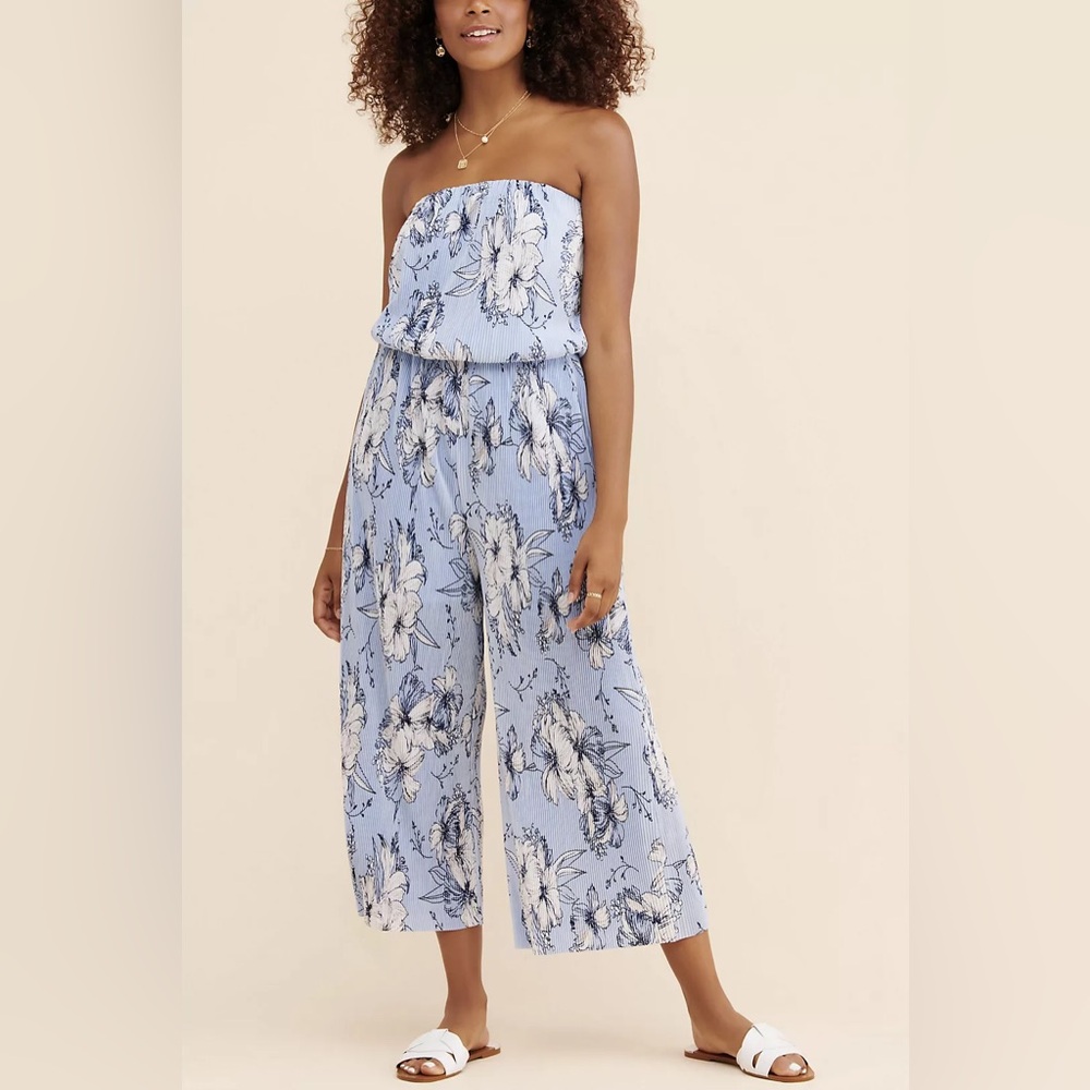 19 Cooper Shimmy & Shake Floral Strapless Wide Leg Cropped Jumpsuit
